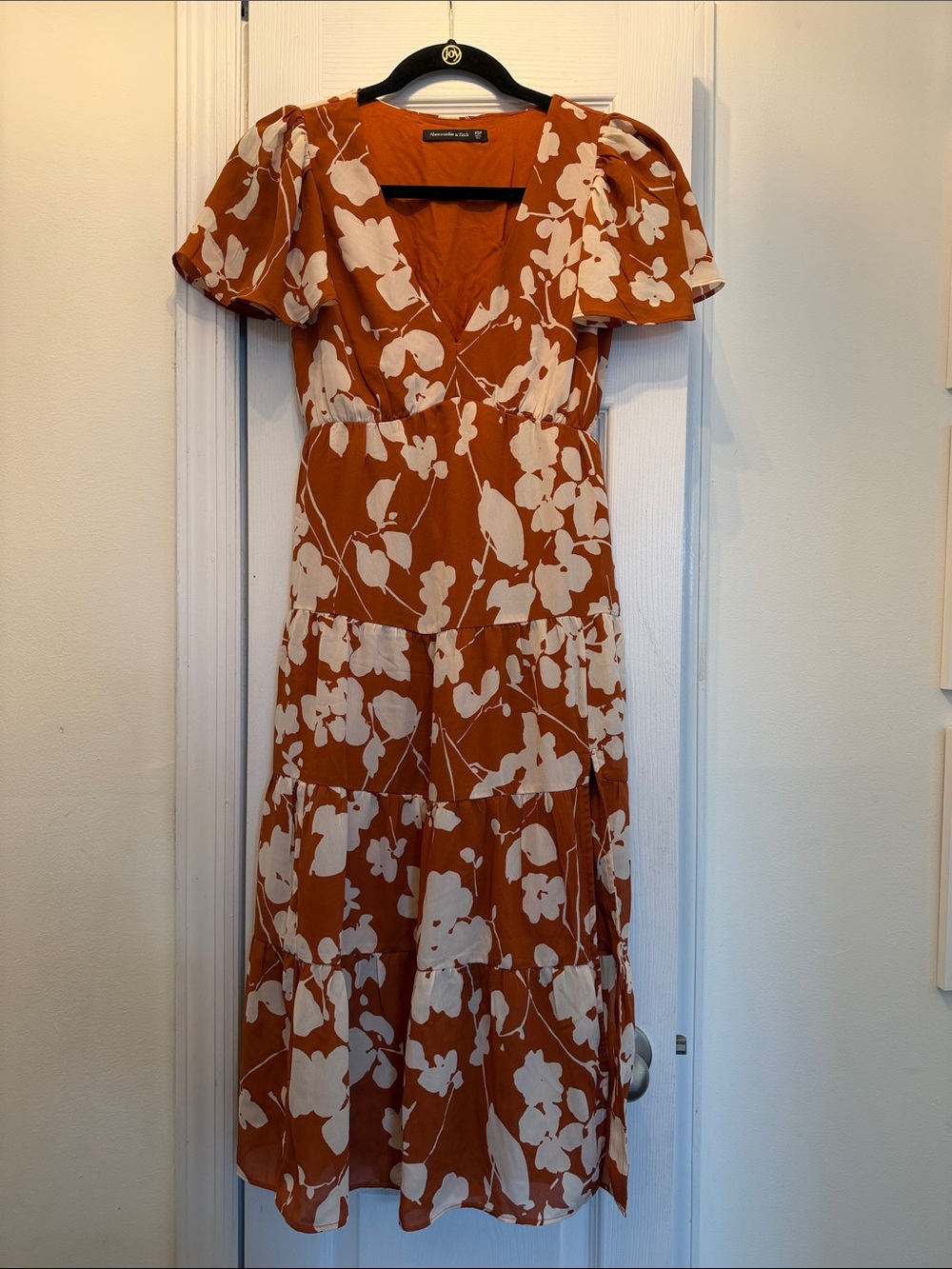 Abercrombie and Fitch Rust Floral Tiered Midi Dress